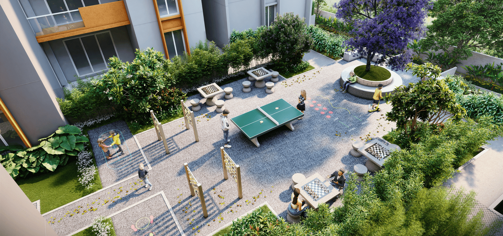 Play area, Shaded seatings and Monkey Bars